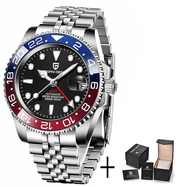 Luxury Automatic GMT Watch - 40mm Sapphire & Steel