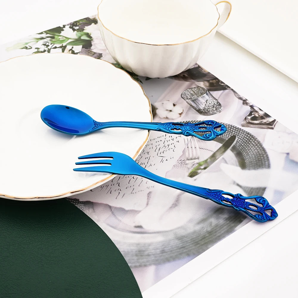 Elegant Rainbow Stainless Steel Flatware Set - Vintage Style