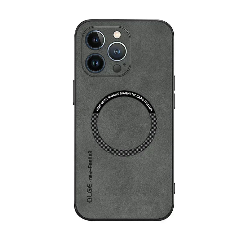 Luxury Leather Magnetic Phone Case - Shockproof & MagSafe Compatible