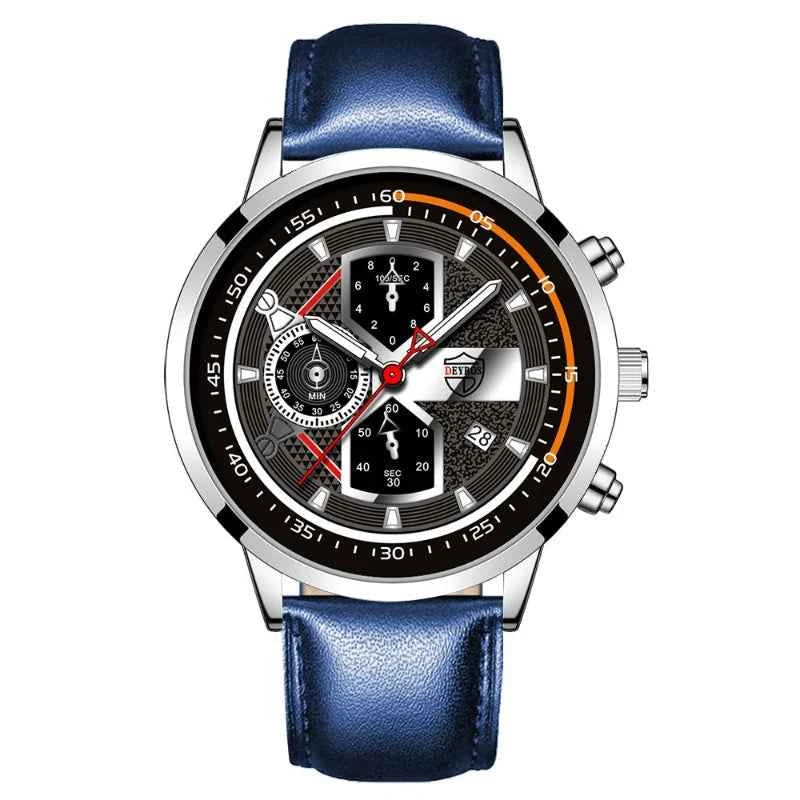Elegant Men's Calendar Watch - Leather Business Style