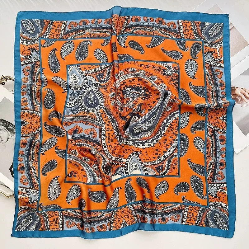 Luxury Silk Square Scarf - Elegant Designer Neckerchief & Purse Accessory