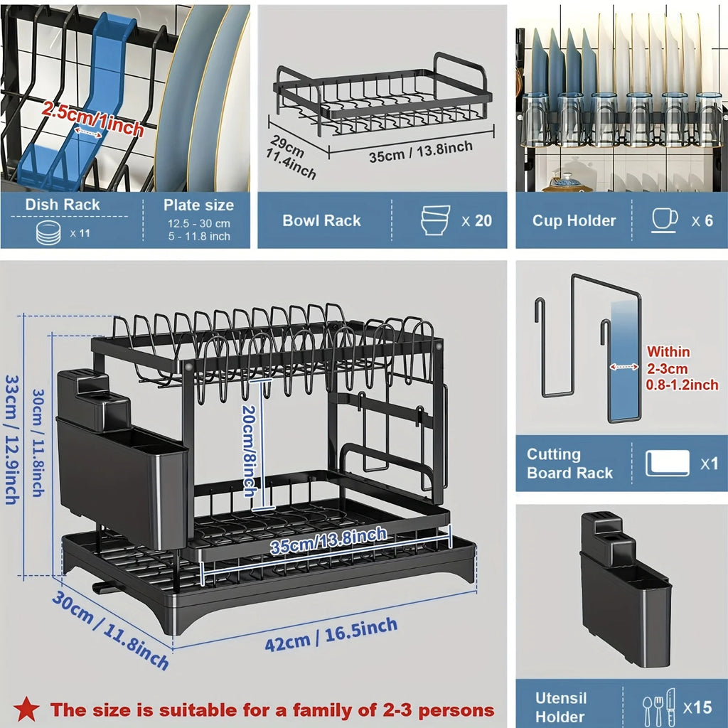 Premium Stainless Steel Dish Rack - Double-Layer & Multi-Functional