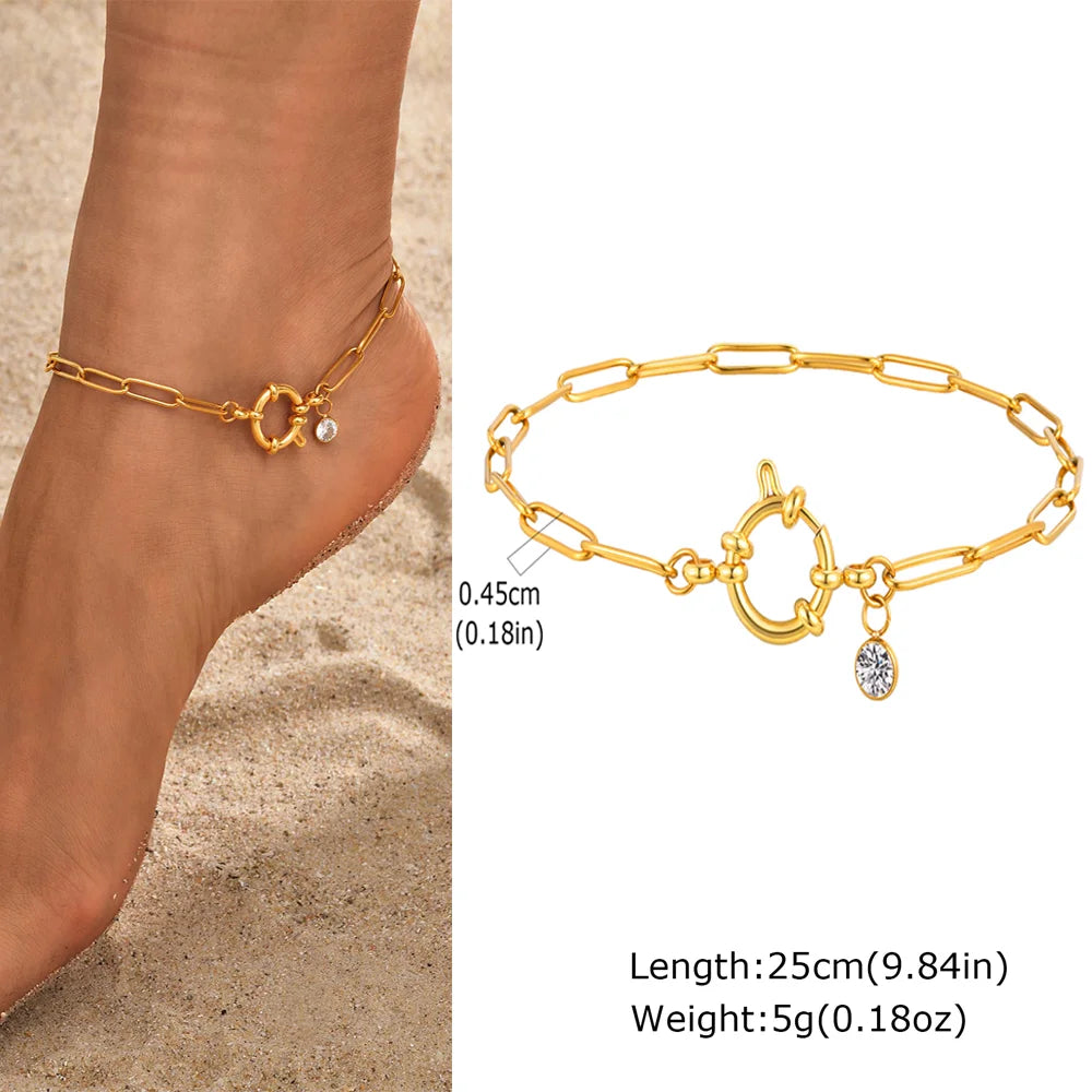 Exquisite Gold Plated Heart Anklet - Stainless Steel Foot Jewelry