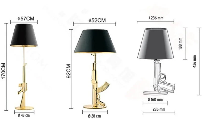 Luxury AK47 Gun Design Lamp - Creative Metal Desk Decor