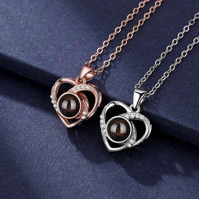 Christmas Gifts For Girlfriend 100 Languages I Love You Projection Necklace With Rose Gift Box 2023 Fashion Romantic Jewelry