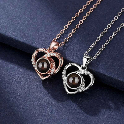 Christmas Gifts For Girlfriend 100 Languages I Love You Projection Necklace With Rose Gift Box 2023 Fashion Romantic Jewelry