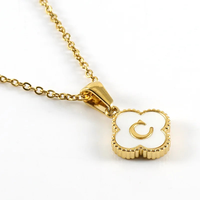 Elegant Initial Letter Necklace - Lucky Shell Gold Pendant