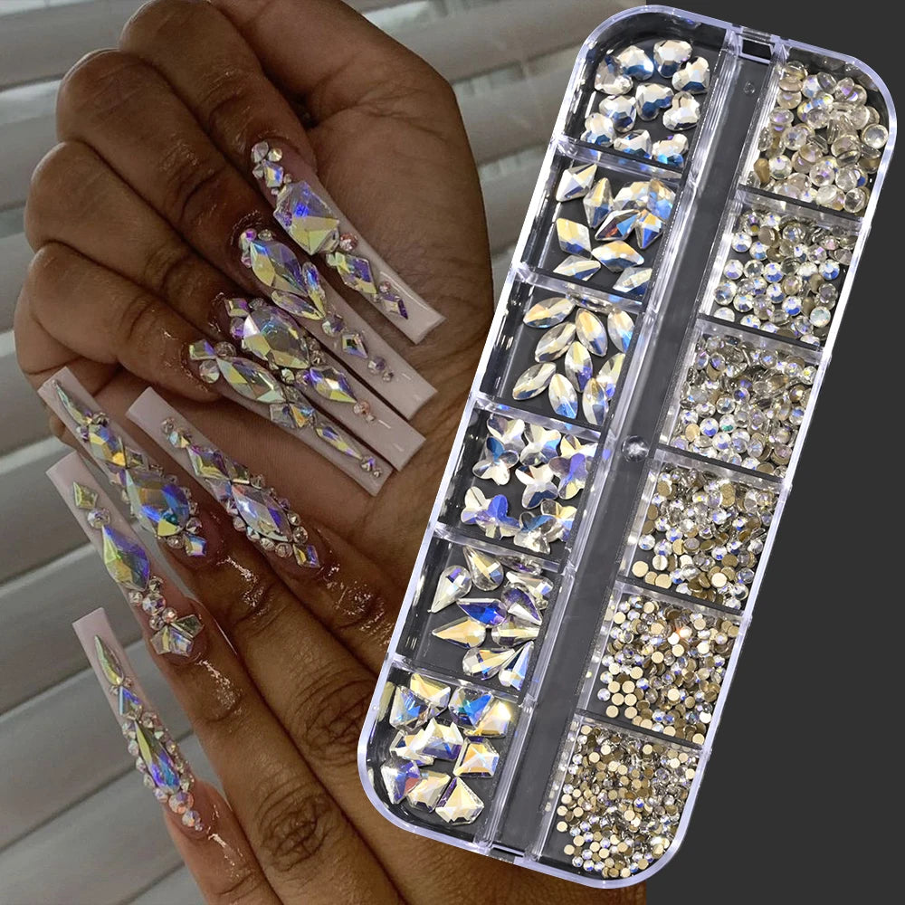 Luxury Crystal Chain Nail Charms - Rhinestone Diamond Art