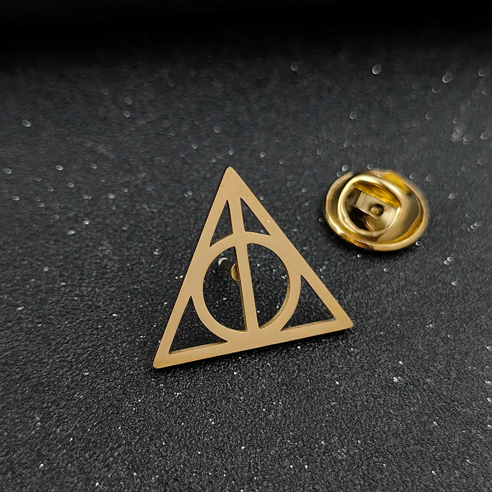 Premium Deathly Hallows Brooch - Metal Lapel Pin & Badge