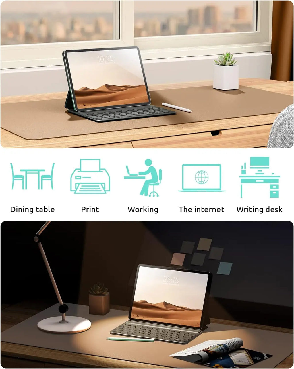 Premium Leather Desk Mat - Large Office Computer Protector