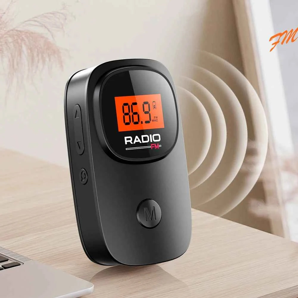 Portable Radio Digital Tuning Battery Operated Radio with Earphone with Clip for Walking Jogging
