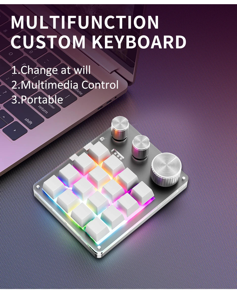 Premium Programmable Macro Keypad - 16 Keys 3 Knobs Hot-Swap