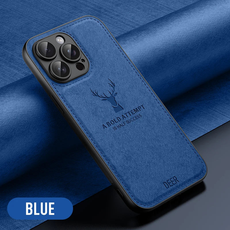Luxury Leather Deer Head Phone Case - Shockproof Soft Back Cover