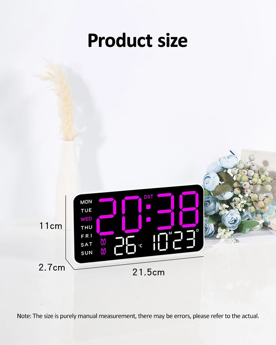Premium Large Digital Wall Clock - Remote Control & Dual Alarms