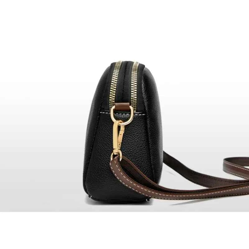Luxury Cowhide Flap Crossbody Bag - Elegant Messenger