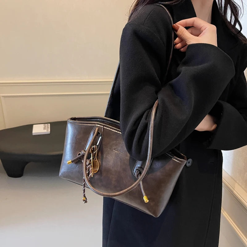 Women’s PU Leather Shoulder Bag - Y2K Retro Crossbody Bag Tote Handbag - Tulique