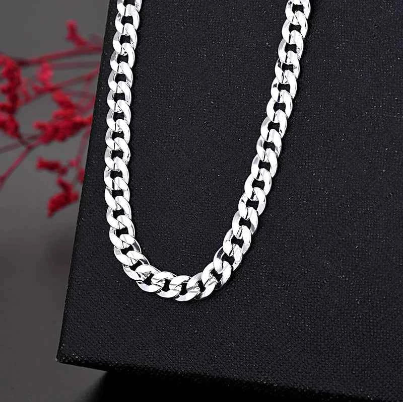 Hot 925 sterling Silver charm 7MM Chain Necklace For Women man luxury Fashion Party Wedding Accessories Jewelry holiday gifts