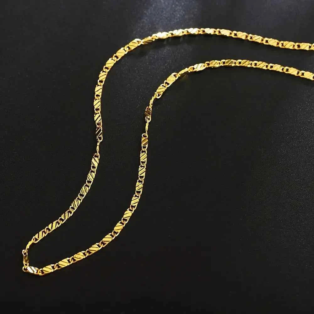 Luxury 18k Gold Flat Chain Necklace - Elegant Everyday Jewelry