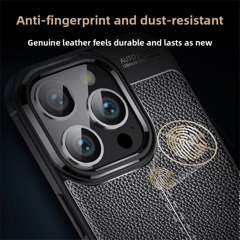 Premium iPhone Protective Case - Leather Texture Shockproof