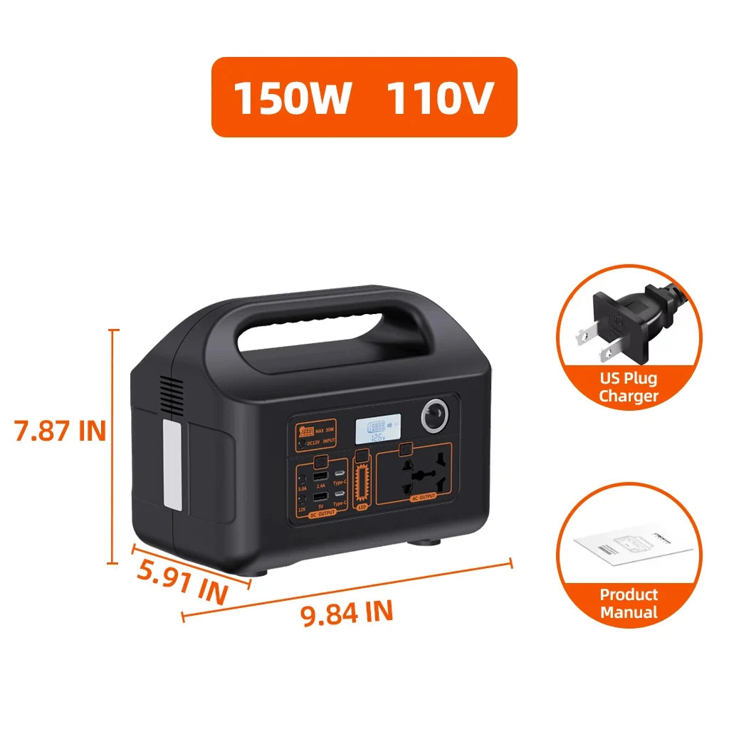 Premium 150W Portable Power Station - Solar Generator for Camping