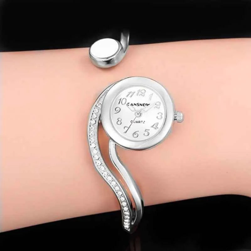Elegant Ladies Quartz Watch - Rhinestone Stainless Steel