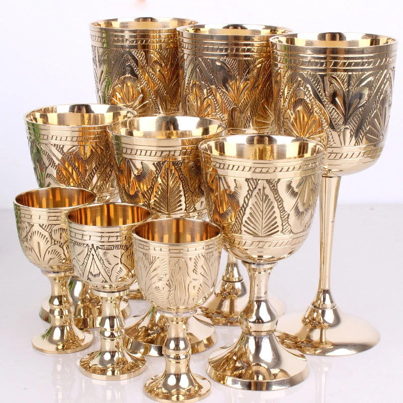 Elegant Pure Brass Wine Glass - Handmade Small Goblet