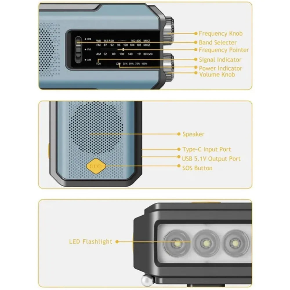 Essential Emergency Weather Radio - Solar & Hand Crank Powered