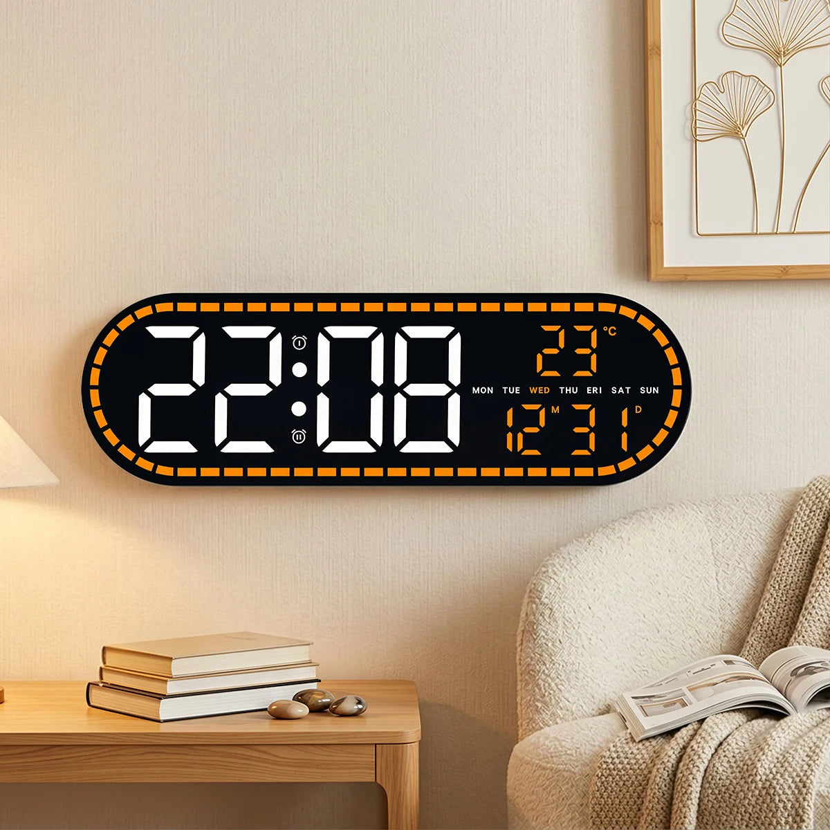Premium Digital Wall Clock - Multi-functional LED Display