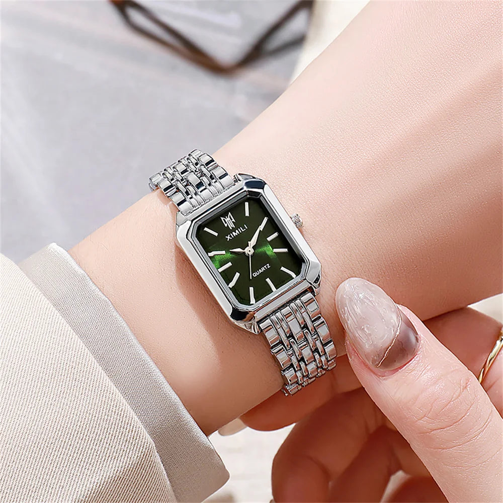 Elegant Square Quartz Watch - Gold Plated Women's Timepiece