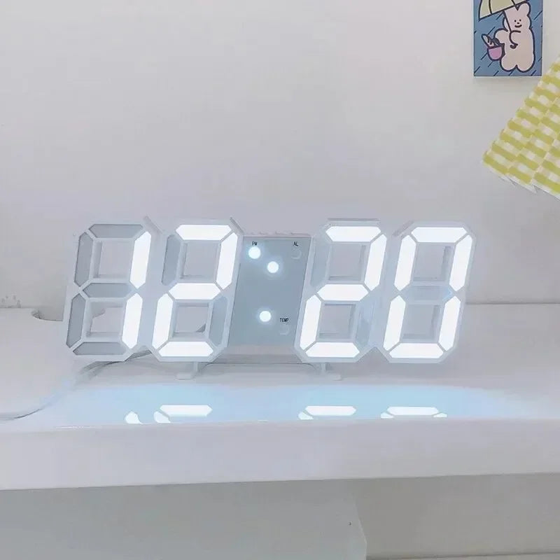 Modern LED Digital Clock - Sleek 3D Table & Wall Design