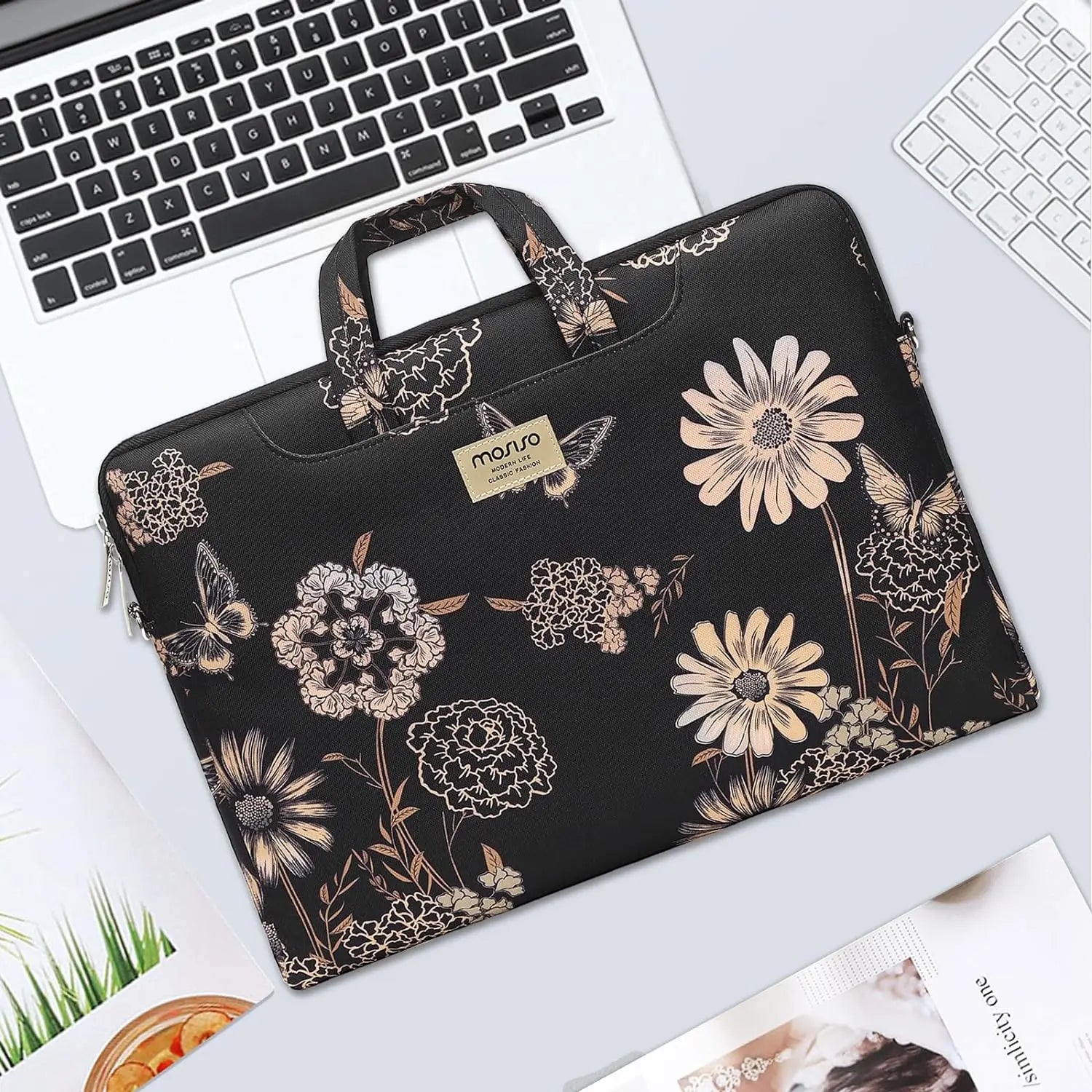 Premium Laptop Shoulder Bag - Water-Resistant Canvas Briefcase