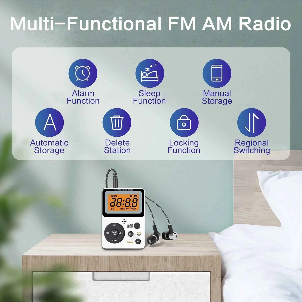 Compact Portable Pocket Radio - AM/FM Stereo & LCD Screen