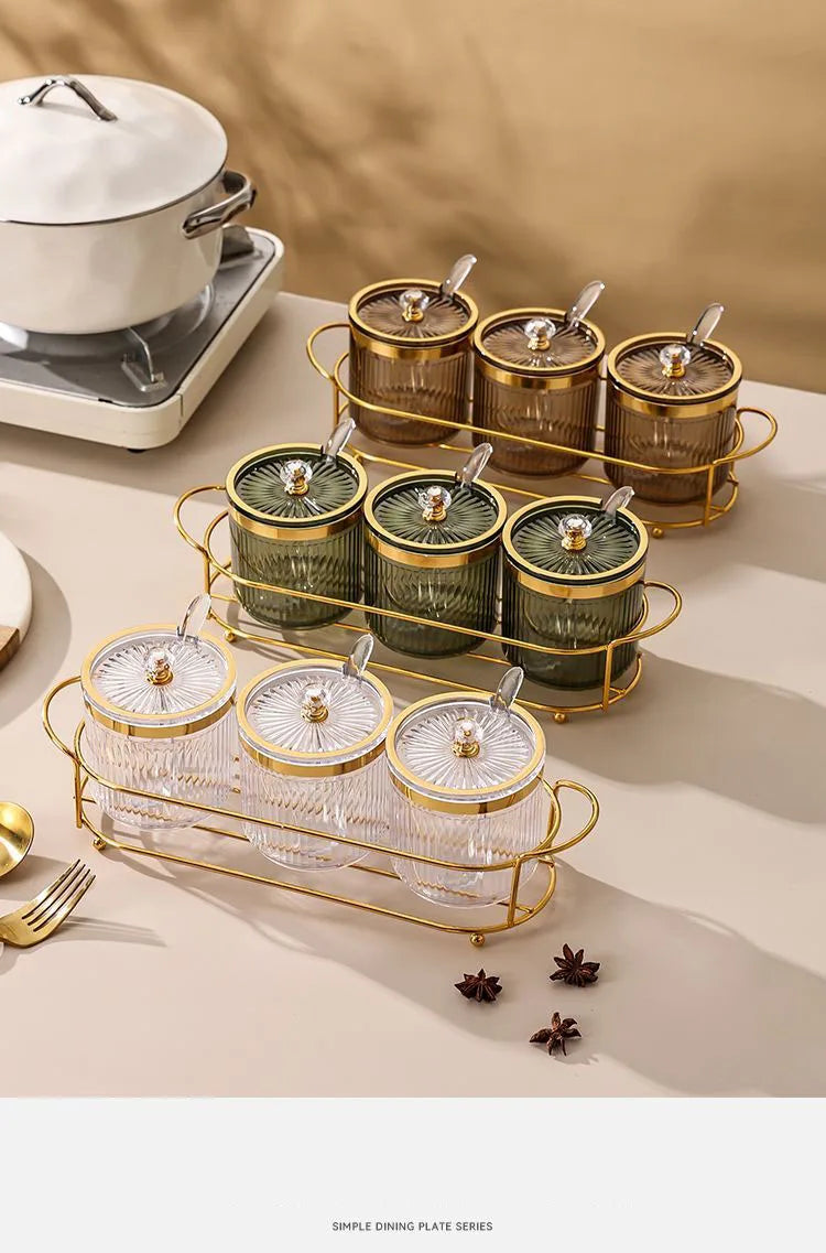 Elegant Metal Luxury Spice Jar Rack - Airtight Storage
