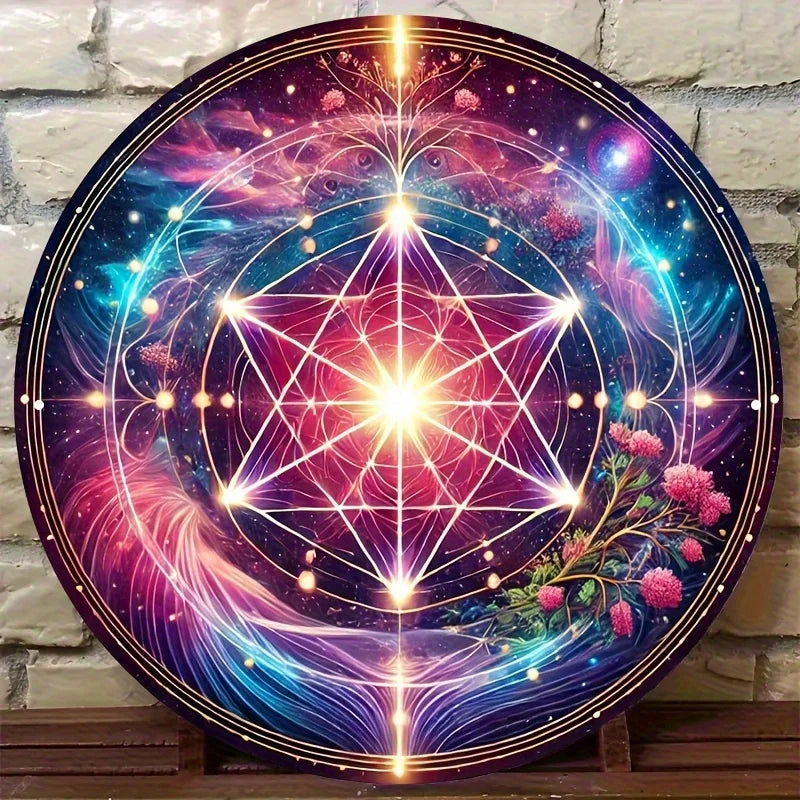 Elegant Flower of Life Metal Sign - Sacred Geometry Wall Art