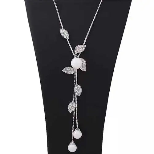Luxury Crystal Flower Long Sweater Necklace - Elegant Pendant