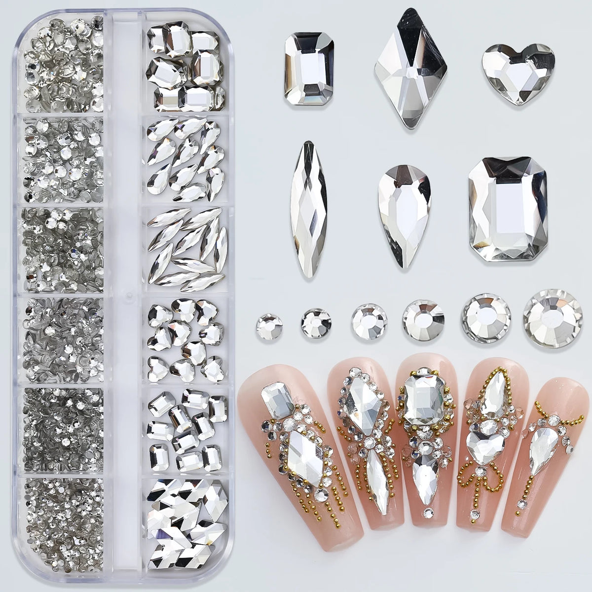 Luxury Pink Nail Rhinestones - Crystal Glitter Charms & Gems