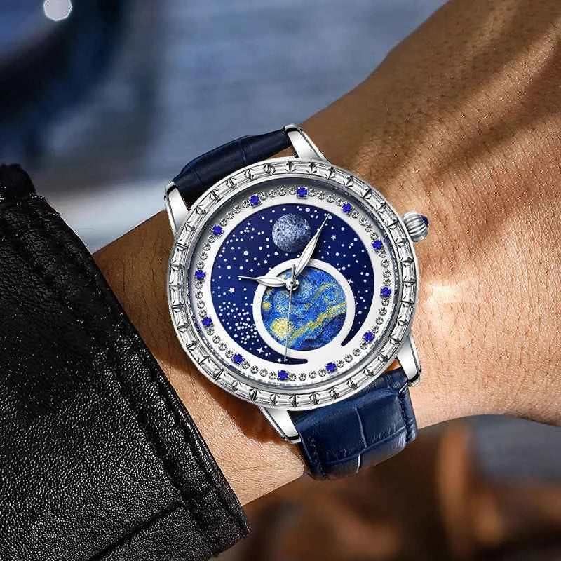 Luxury Men's Quartz Watch - Starry Sky Luminous Dial
