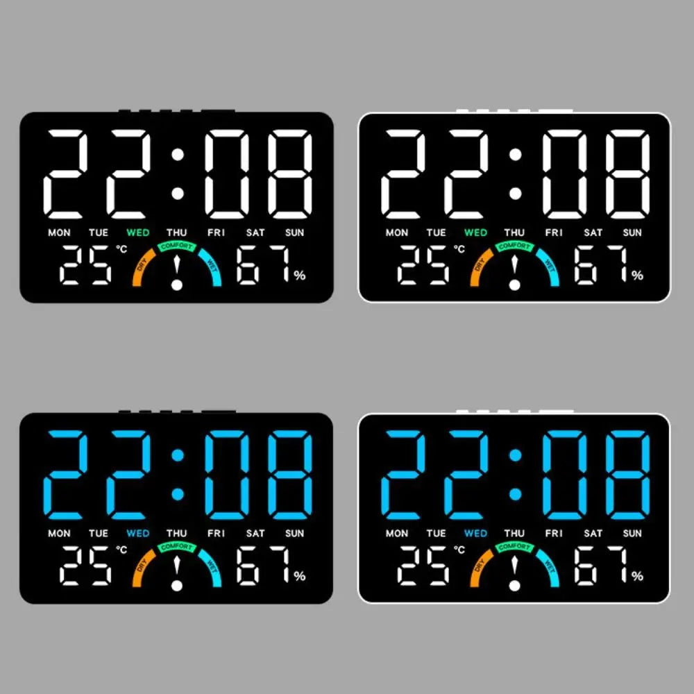Premium Digital LED Wall Clock - Voice Control & Temperature Display