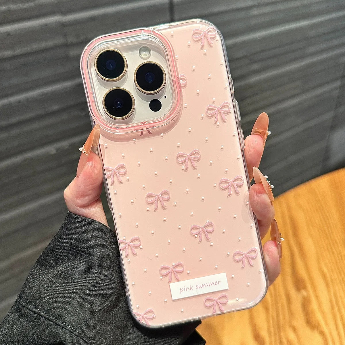 Elegant Pink Bow iPhone Case - Shockproof & Glossy