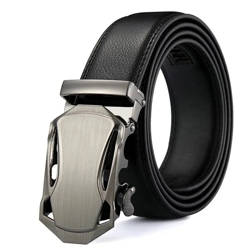 Luxury Men's Leather Belt - Premium Metal Buckle