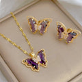Elegant Butterfly Necklace Earrings Set - Light Luxury Jewelry
