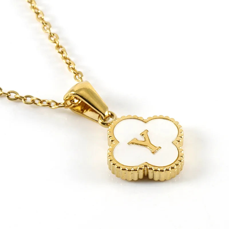 Elegant Initial Letter Necklace - Lucky Shell Gold Pendant