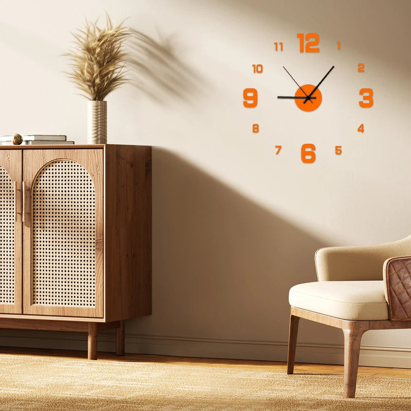 Elegant Frameless DIY Wall Clock - Silent & Modern Decor