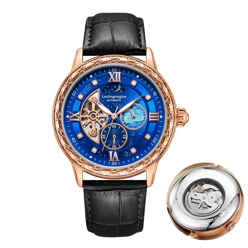 Premium Men's Skeleton Automatic Watch - Stylish & Versatile