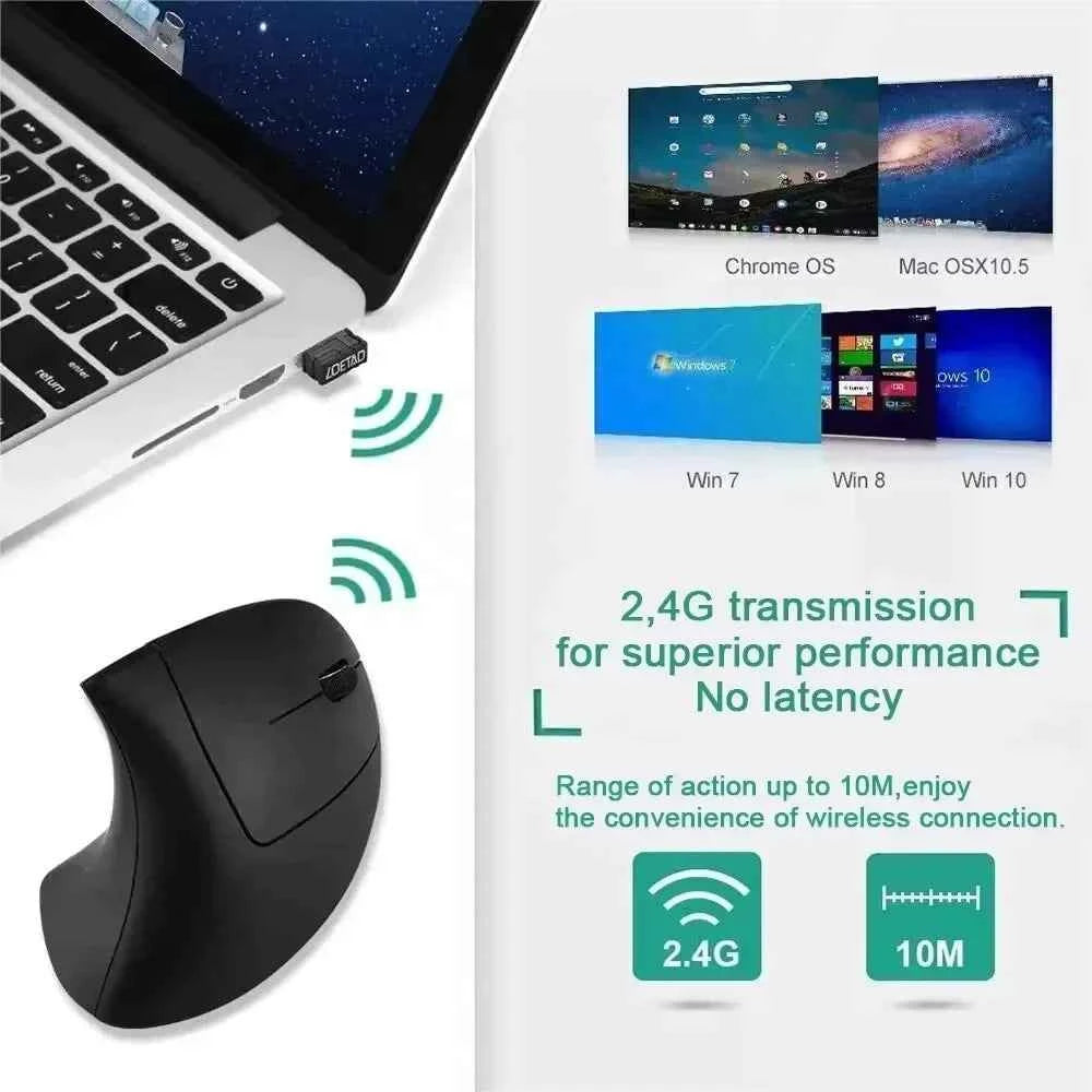2.4GHz Wireless Vertical Mouse Ergonomic Optical Mice 3 Adjustable DPI 800/1200/1600 6 Buttons for Laptop PC Computer Desktop