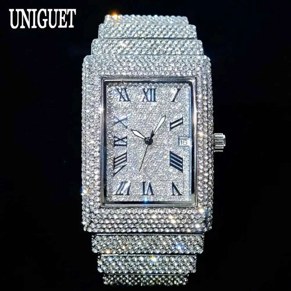 Luxury Iced Rectangle Watch - Dazzling Diamond Design