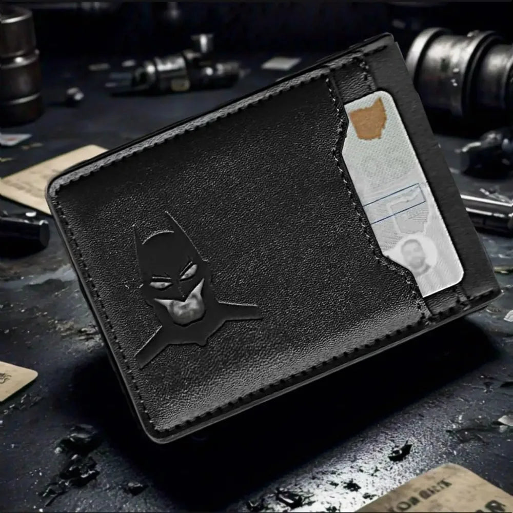 Premium Slim Leather Card Holder - Minimalist Bat ID Wallet