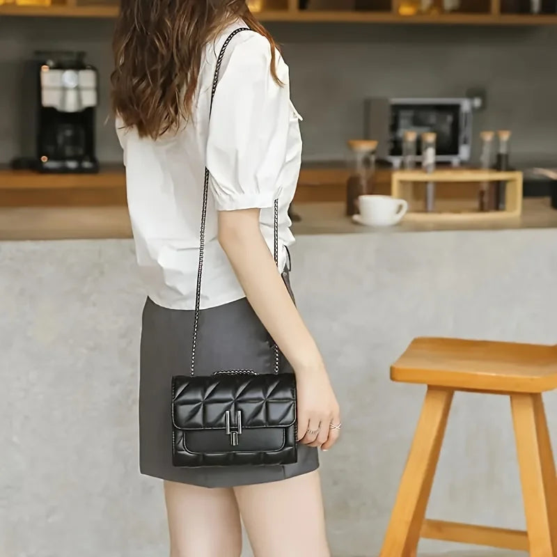 Elegant Mini Plaid Crossbody Bag - Classic Flap Purse