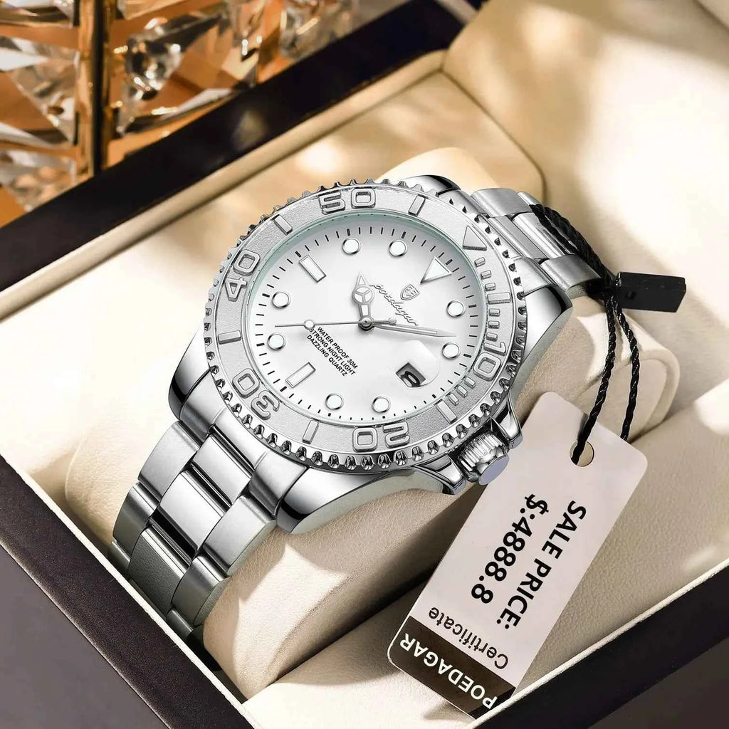 POEDAGAR Luxury Military Men Watch Waterproof Luminous Date Man Stainless Steel Watch High Quality Business Men's Quartz Watches