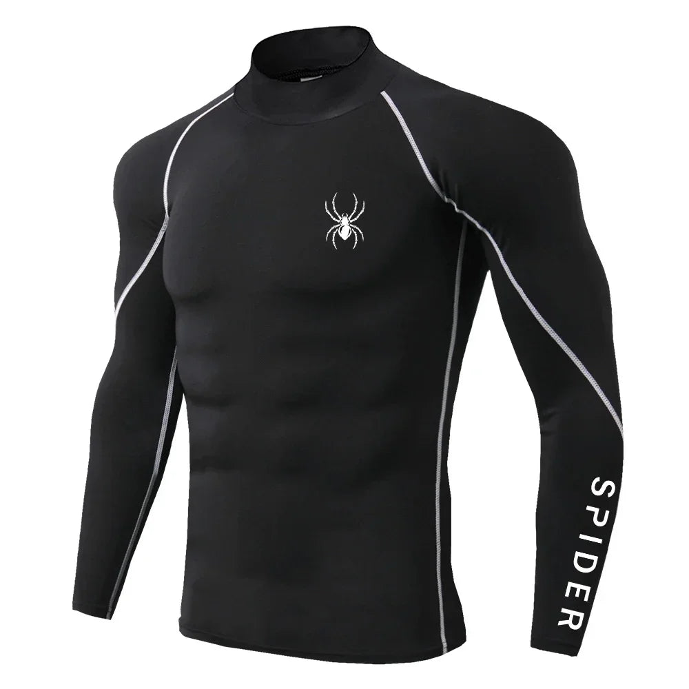 Premium Mens Compression Long Sleeve - Quick Dry Spider Print